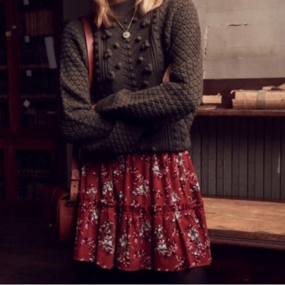 Sezane Rust Floral Mini Skirt